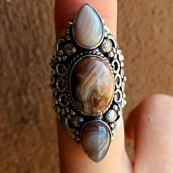 New Botswana Agate 925 Silver Statement Ring. - Picture 4 of 9